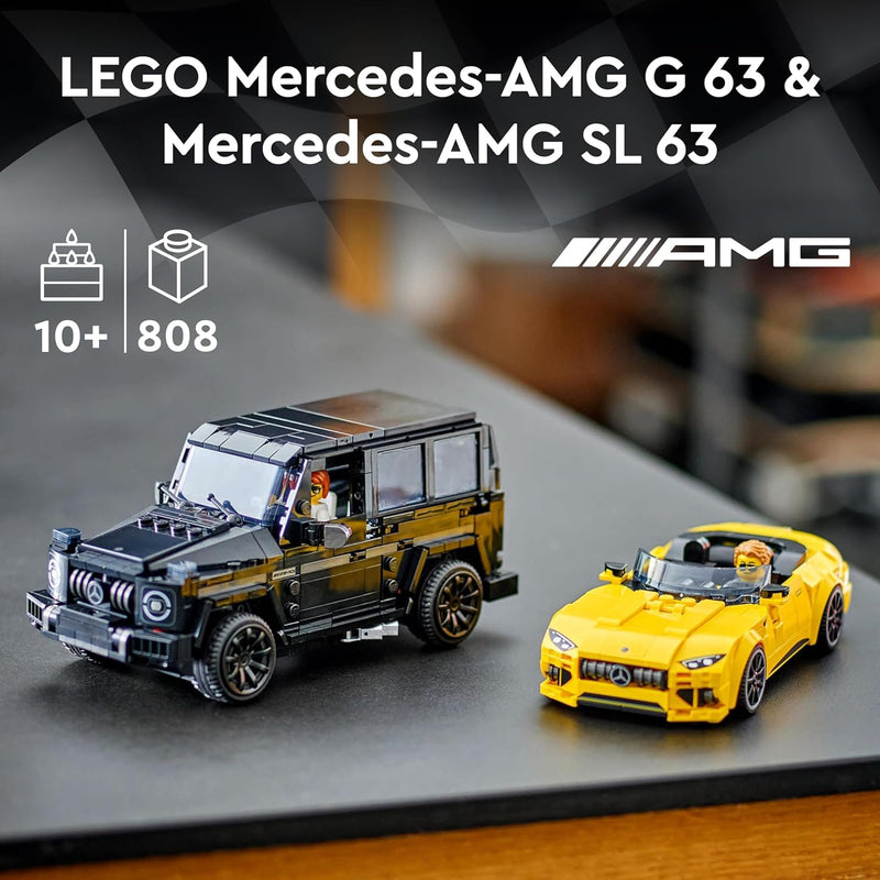 LEGO Speed Champions Mercedes-AMG G 63 & Mercedes-AMG SL 63, Bauset mit 2 Spielzeug Autos und 2 Fahr