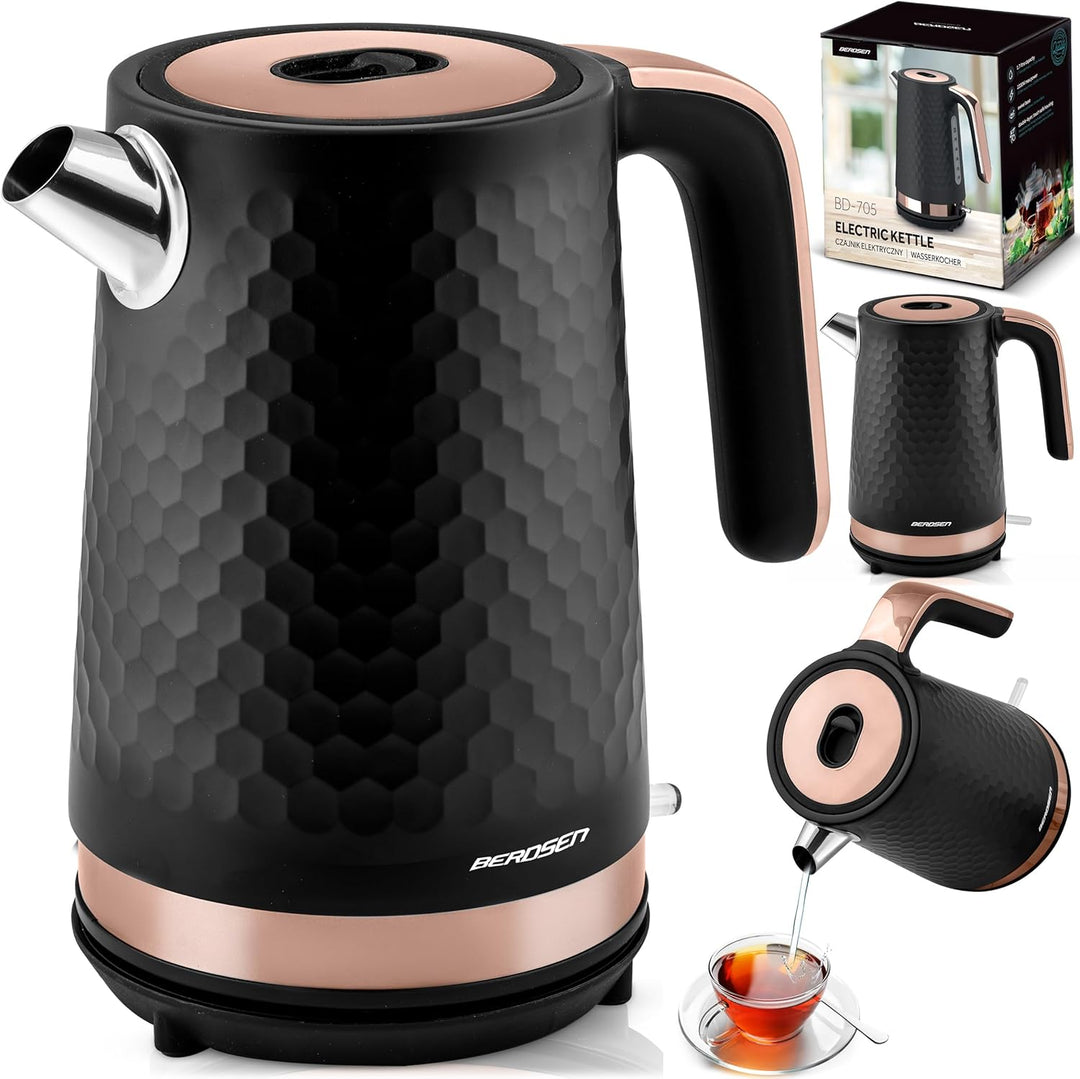 Berdsen Wasserkocher Mit Kalkfilter 1,7 L Fassungsvermögen 2200 Watt Pirouettenbasis Wasser Kocher L