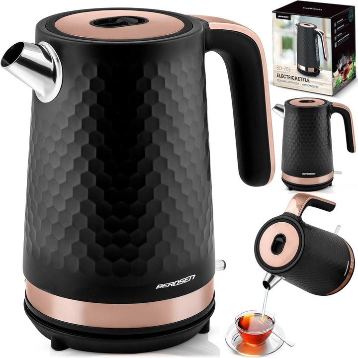 Berdsen Wasserkocher Mit Kalkfilter 1,7 L Fassungsvermögen 2200 Watt Pirouettenbasis Wasser Kocher L