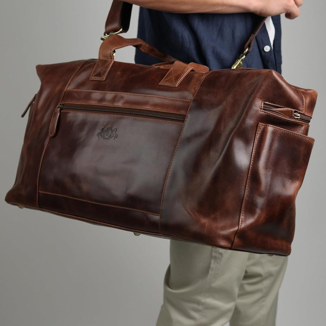 SID & VAIN XL Reisetasche Bristol Side aus Premium Leder I Sporttasche gross XL gross für Herren und