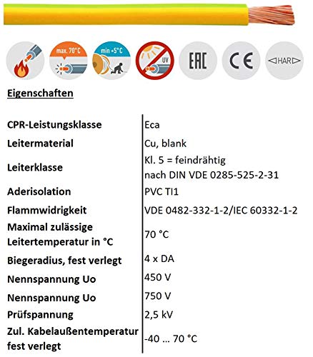 100m 2,5mm² LAPP Kabel H07V-K Einzelader Litze Leitung Einzelader flexibel (Grau), Grau