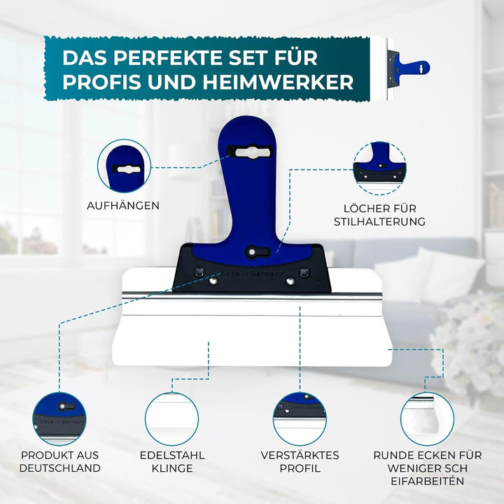 Flächenspachtel Set 400mm &amp; 250mm, trockenbau Spachtel werkzeug, Flächenglätter zum Spachten, Verput