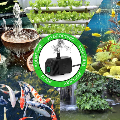 JIERTOP Aquariumpumpe 800 L/H Teichpumpe Ultra leise Geräusche mit 1,83 m Netzkabel Wasserpumpe mit