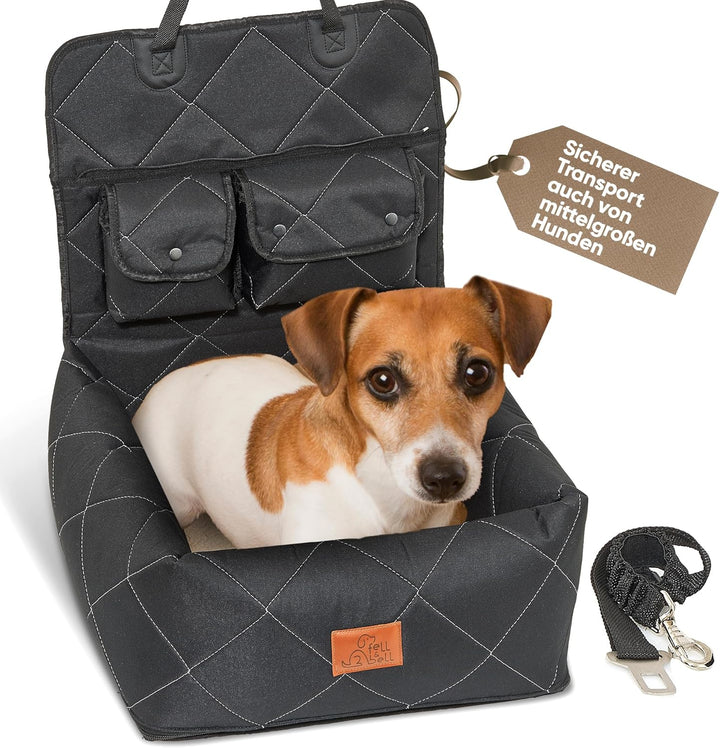 fell&bell - Premium Hunde Autositz Doppelt Sicher Mit 2 Wegesicherung - Autositz Hund Auch Für Mitte