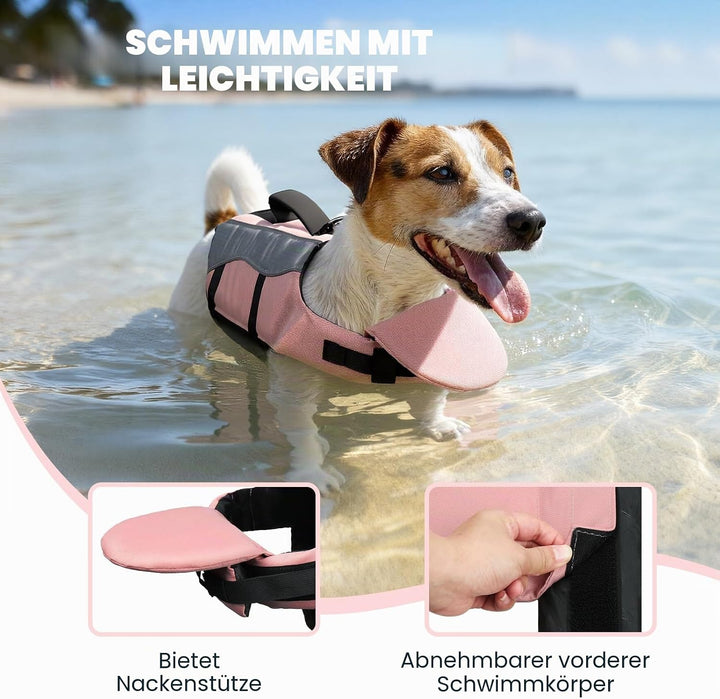 VIVAGLORY Front Float Schwimmweste Hund, Hundeschwimmweste für Bootfahren, Schwimmweste with Kopfstü