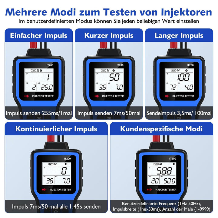 5V/12V Einspritzdüsen Tester Benzin,Einspritzdüsen Prüfgerät mit 5 Modi