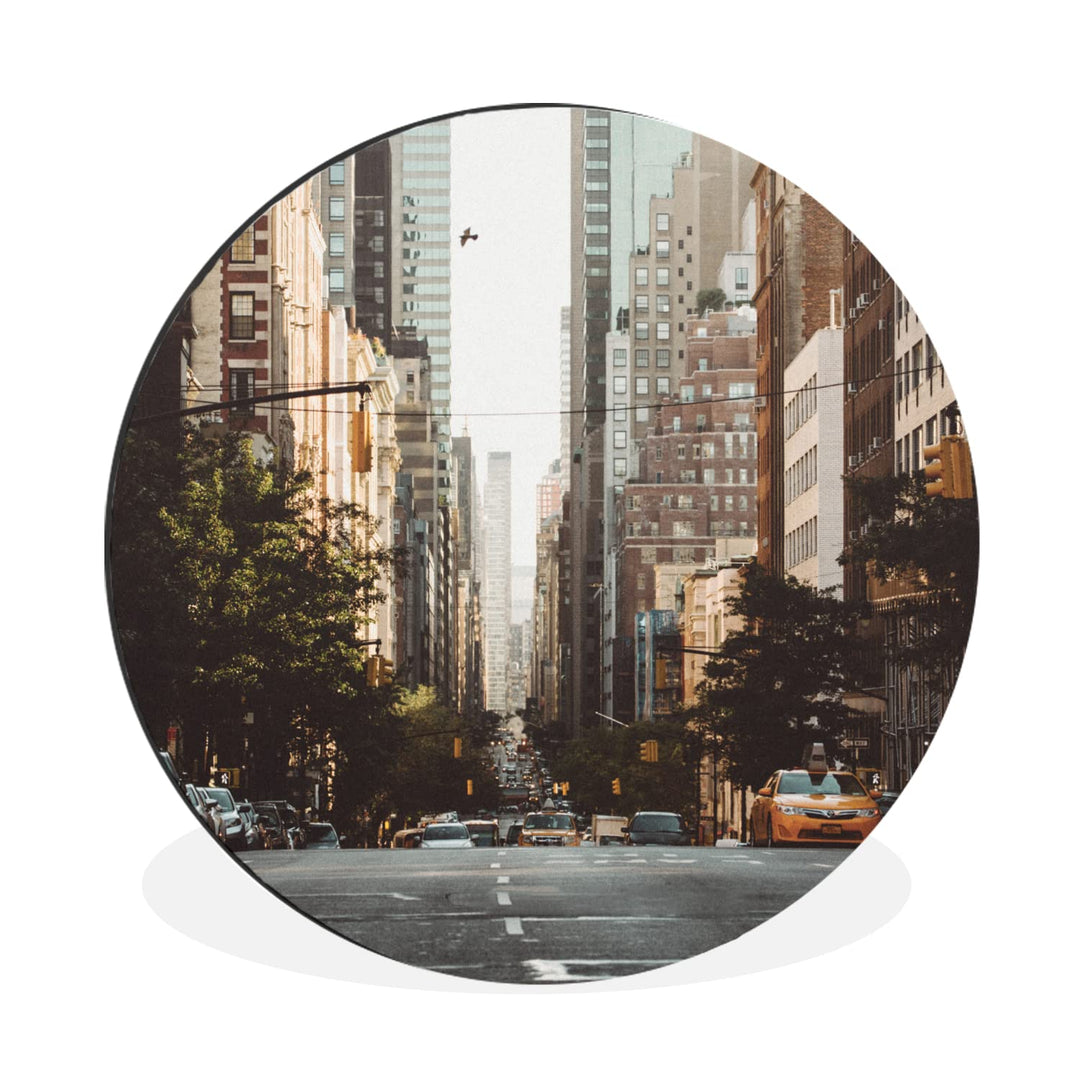 MuchoWow Wandbild Rund Wanddeko Deko Wohnzimmer Bilder 90x90 cm New York am Morgen 90.00 x 90.00 cms