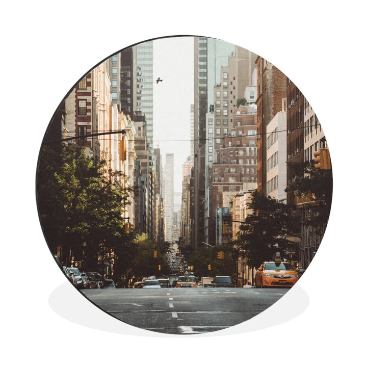 MuchoWow Wandbild Rund Wanddeko Deko Wohnzimmer Bilder 90x90 cm New York am Morgen 90.00 x 90.00 cms