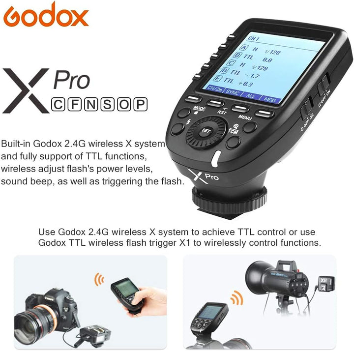 Godox XPRO-F TTL Blitzauslöser 1/8000s High-Speed Sync 2.4G Auslöser für Fujifilm Kameras GFX50S X-P