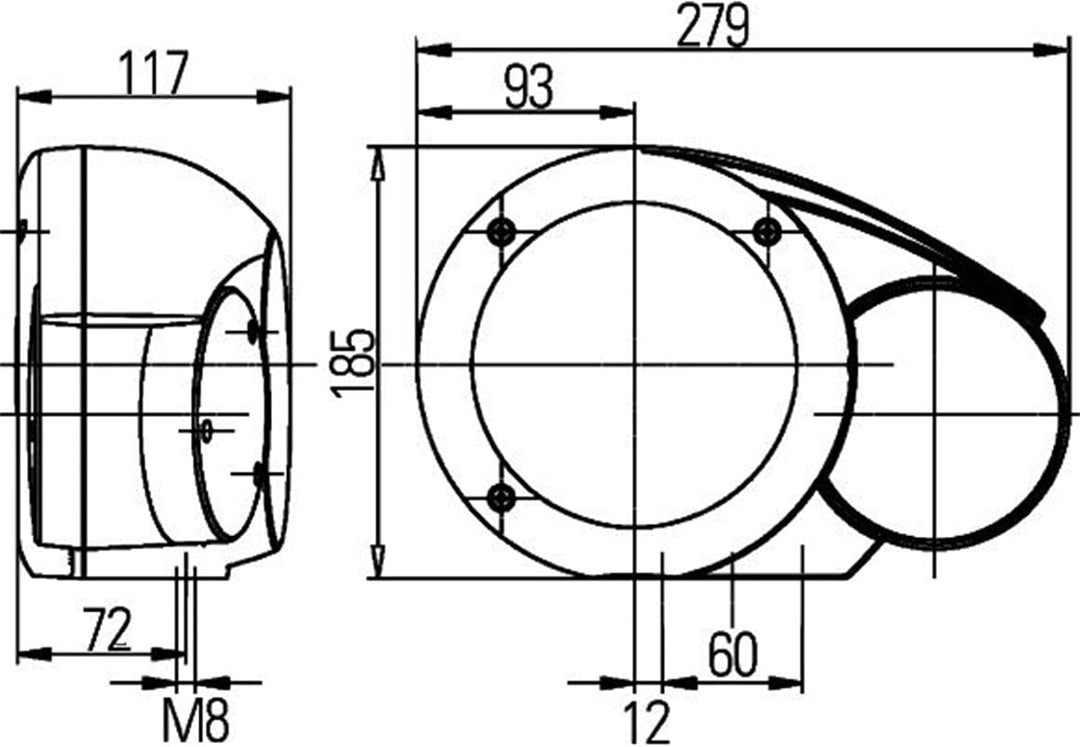 HELLA - Halogen-Hauptscheinwerfer - Combi 133 - 24V - Referenzzahl: 12.5 - Anbau - glasklare Streusc