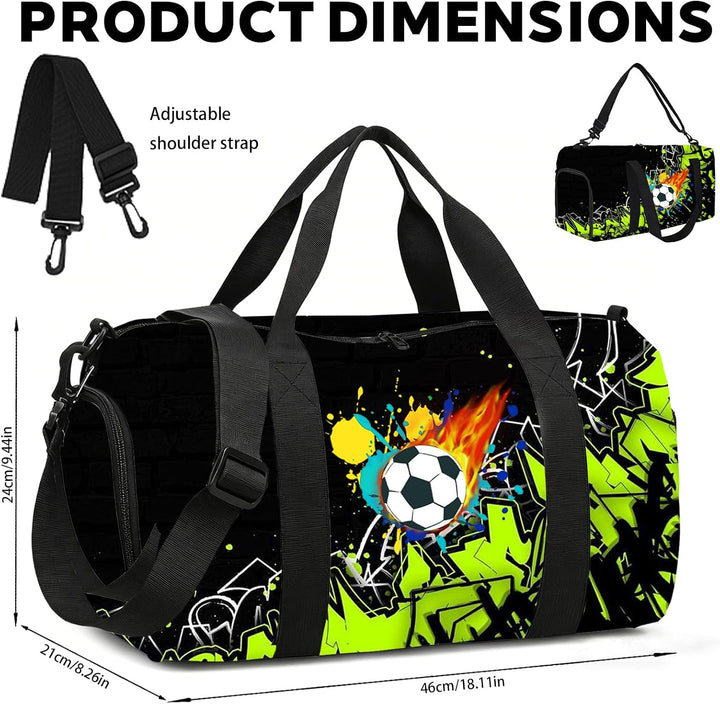 LUKIUP Sporttasche Kinder, Fussball Schwimmtasche Jungen Damen mit Schuhfach | Weekender Reisetasche