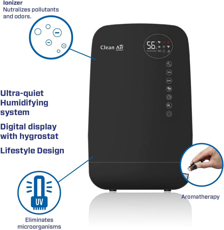 Luftbefeuchter mit Ionisator und Aromatherapie - Clean Air Optima CA-607B Smart - Befeuchtungsleistu