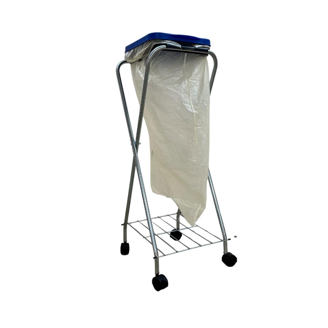 SCHULTE Regalwelt Müllsackständer mit Rollen, Wertstoffsammler mit Klemmring und Ablage, ca. 38x98x3