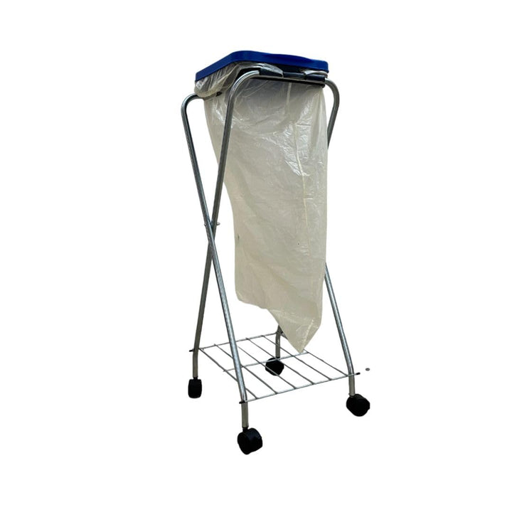 SCHULTE Regalwelt Müllsackständer mit Rollen, Wertstoffsammler mit Klemmring und Ablage, ca. 38x98x3