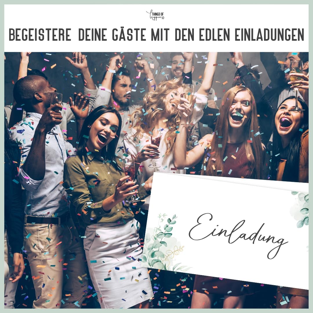 30 Einladungskarten inkl. Umschläge für Hochzeit, Standesamt, Geburtstag, Konfirmation, Kommunion, J
