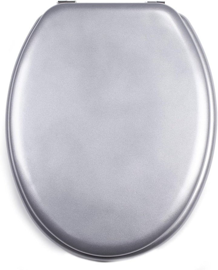 MSV WC-Sitz aus MDF/Edelstahl in Silbergrau, 30 x 20 x 15 cm, Argent, 42.5 x 36.5 x 1.6 cm, Argent