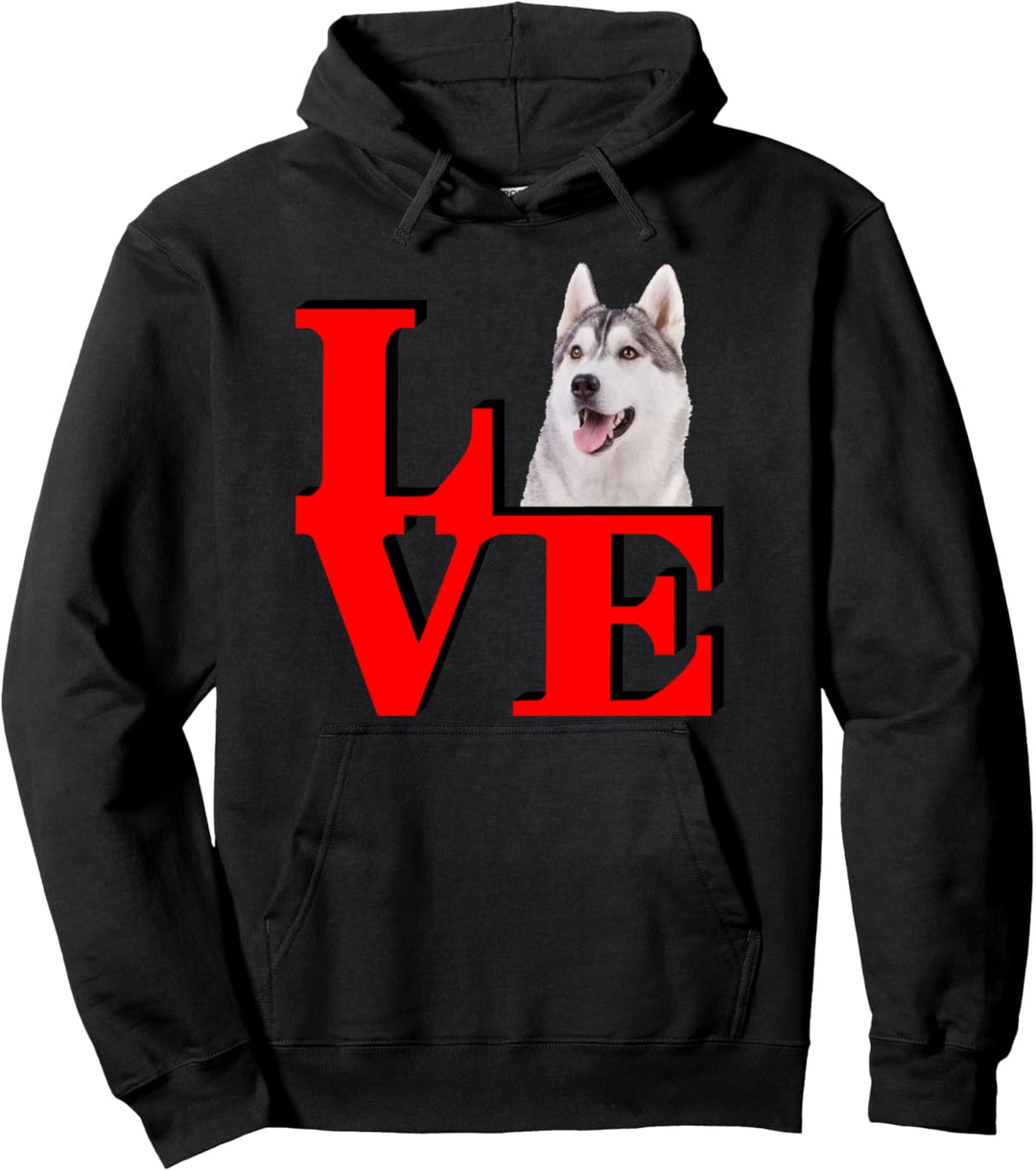 Siberian Husky Love Park I love my dog Pullover Hoodie