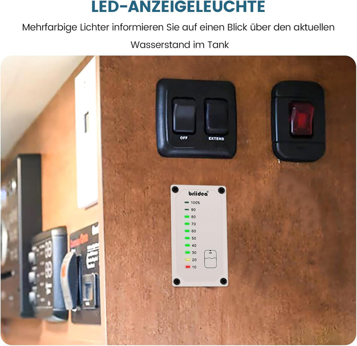 briidea HRWL-01W Frischwassertankanzeige, Füllstandsanzeige für Wassertank mit LED-Anzeige, Angetrie