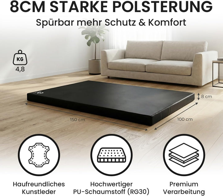 Jeflex - Weichbodenmatte & Turnmatte 150 x 100 x 8 cm MADE IN GERMANY/Gymnastikmatte tragbar/platzsp