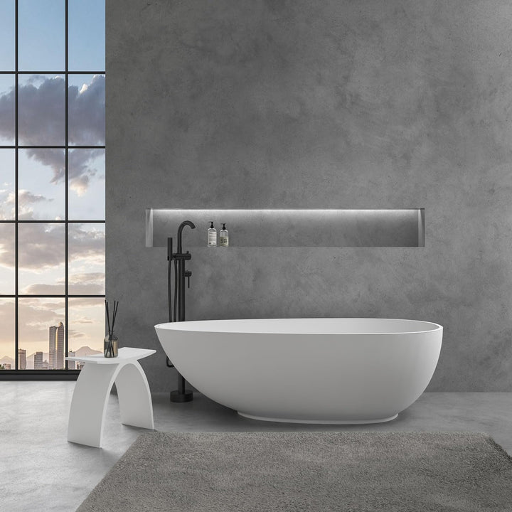 Badhocker Duschhocker Manhattan in Weiss Matt, Stilvoller Duschsitz aus hochwertigem Mineralguss, ro