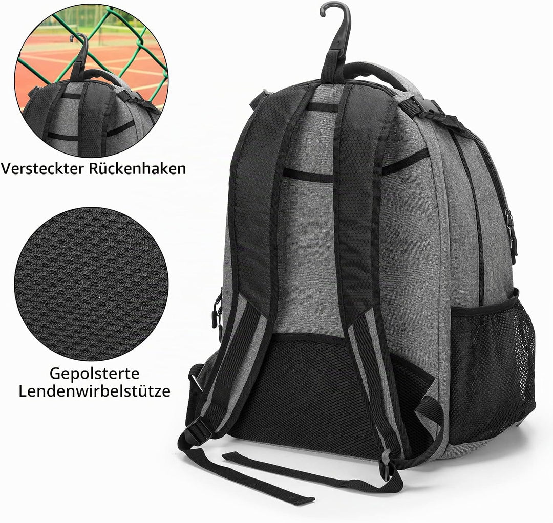 DSLEAF Tennisrucksack für 2 Schläger, Tennistasche mit separatem belüftetem Schuhraum für Tennis-/Pi