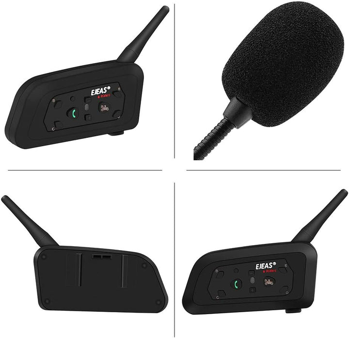 Keenso Motorradhelm Gegensprechanlage Set, 2 Set V6 Pro 1200M Motorrad Helm Bluetooth Intercom Heads