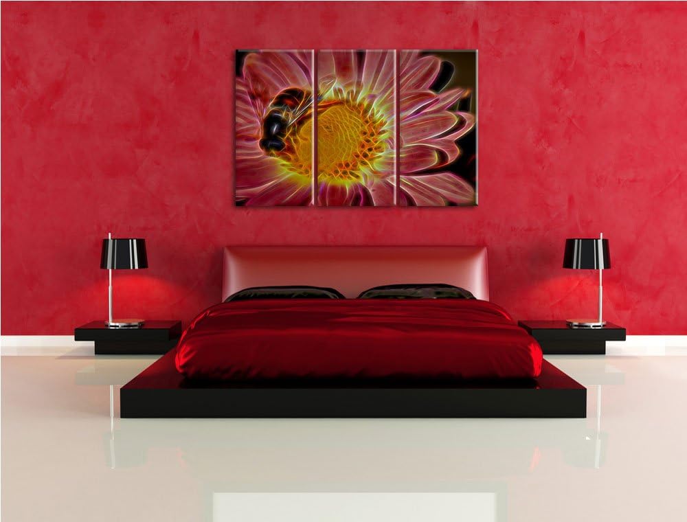 Biene auf Margarete NewArt 3-Teiler Leinwandbild 120x80 Bild auf Leinwand, XXL riesige Bilder fertig