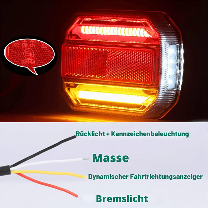 DARKGUARD Rückleuchten für Anhänger LED 10-30V,2 pcs E9 Rücklicht Anhänger KFZ Led 12V, LED Anhänger