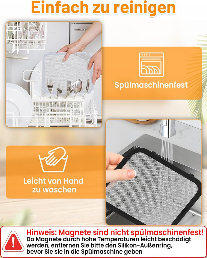 2 Stück magnetischer Edelstahl-Spritztenschutz für Ninja AF400EU &amp; AF451EU | Wiederverwendbares Sili