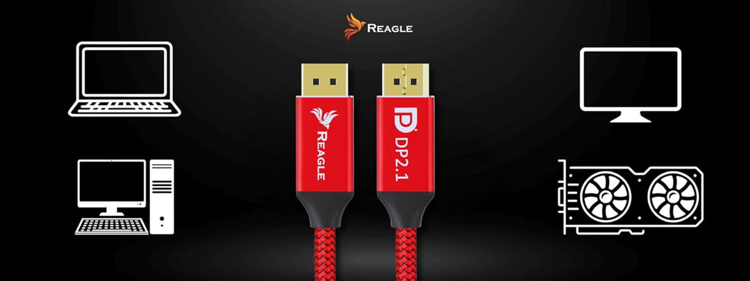 Reagle DisplayPort Kabel, DP 2.1, 8K@120Hz, 4K@320Hz 240Hz, FREESYNC GSYNC 80Gbps, Nylongeflecht HDR