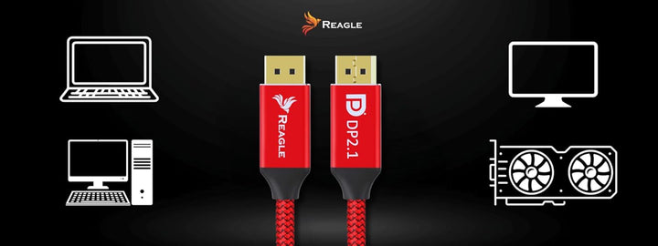 Reagle DisplayPort Kabel, DP 2.1, 8K@120Hz, 4K@320Hz 240Hz, FREESYNC GSYNC 80Gbps, Nylongeflecht HDR