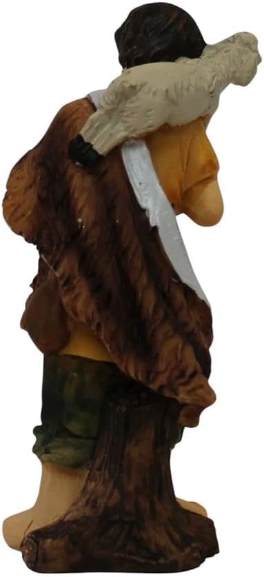 ZICOM Krippenfigur Miniaturfigur Hirte mit Schaf auf Schulter Höhe 8cm handbemalt Polyresin, Modellb