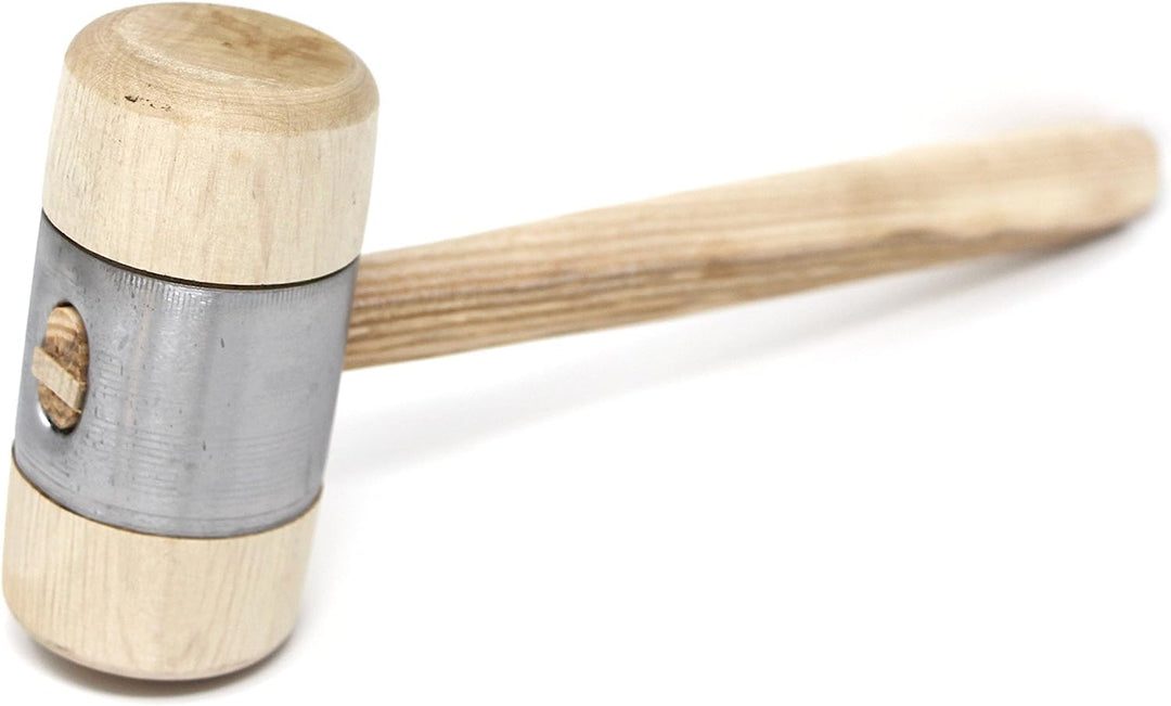 STUBAI HOLZHAMMER mit Metallmantel Ø 80 mm | massiver Kopf mit Stahlmantel | Eschenholzstiel ergonom