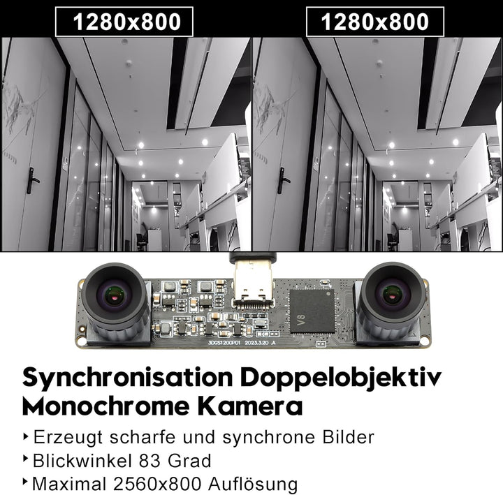 Svpro 210fps Monochrom Global Shutter USB Kameramodul Dual Lens Synchronisation Schwarz/Weiss Kamera