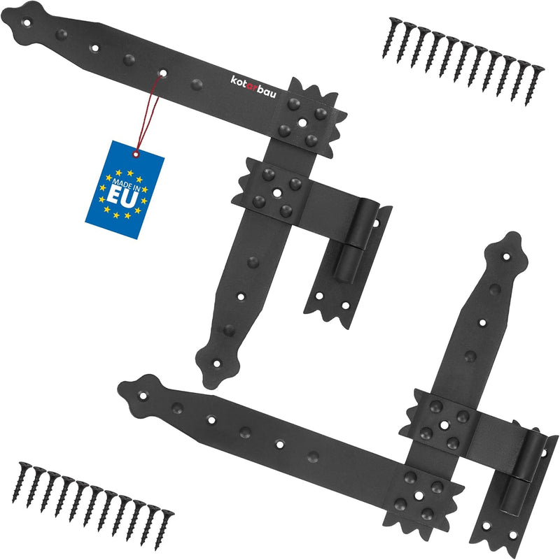 KOTARBAU® Winkelband 250 x 230 mm mit Kloben Fensterladenband Winkelscharnier Türband Torband Schwar