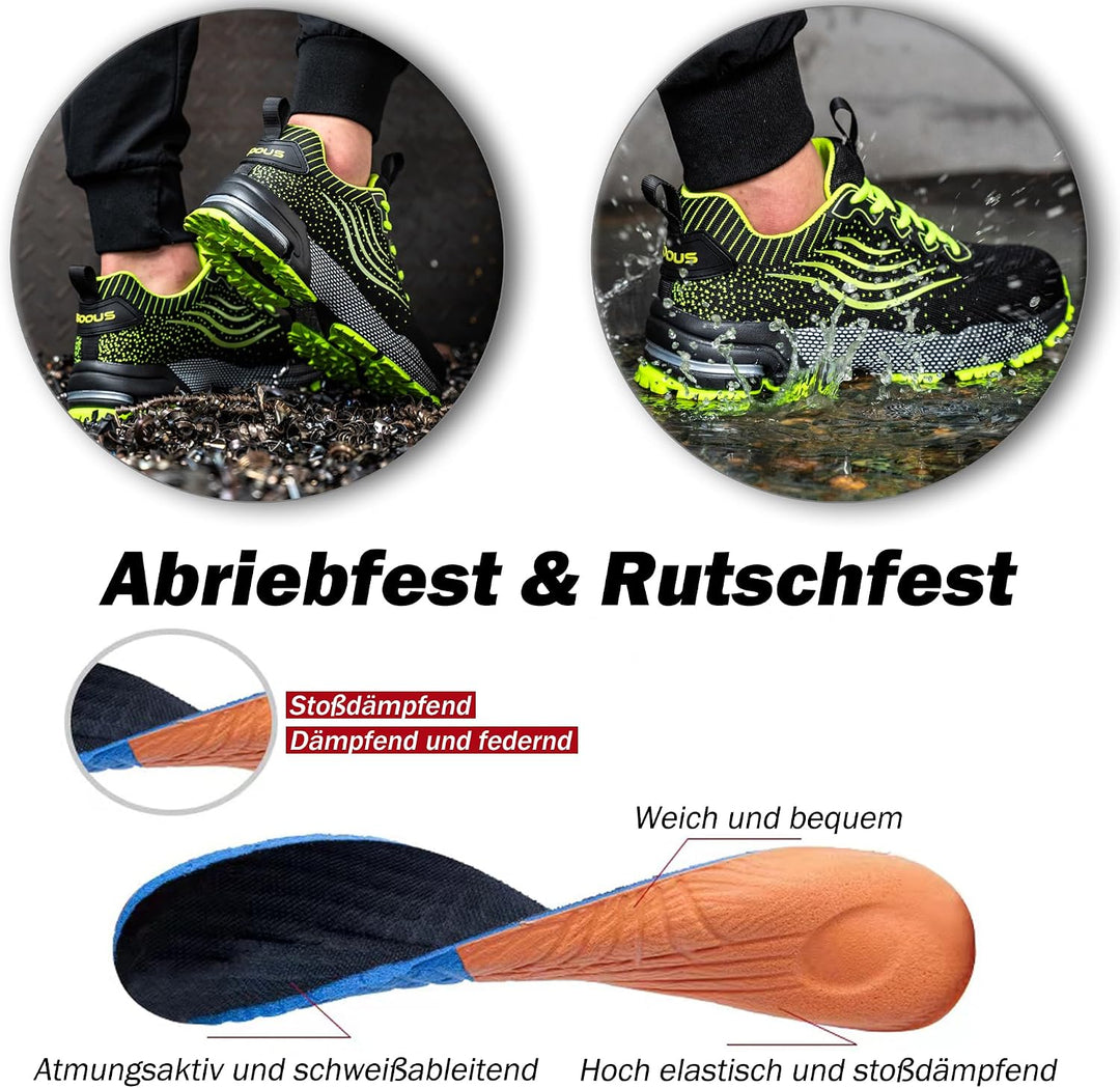 ISOOUS Sicherheitsschuhe Herren Damen Arbeitsschuhe Leicht Atmungsaktiv rutschfest Stahlkappe Schutz