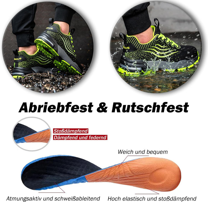 ISOOUS Sicherheitsschuhe Herren Damen Arbeitsschuhe Leicht Atmungsaktiv rutschfest Stahlkappe Schutz