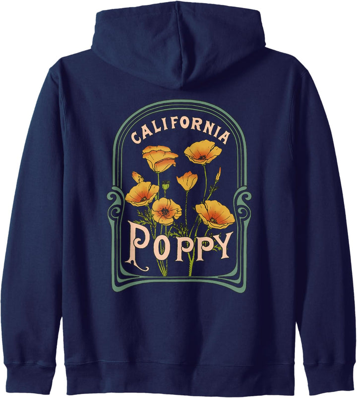 California Poppy Creative Outline and Picture Front & Back Kapuzenjacke