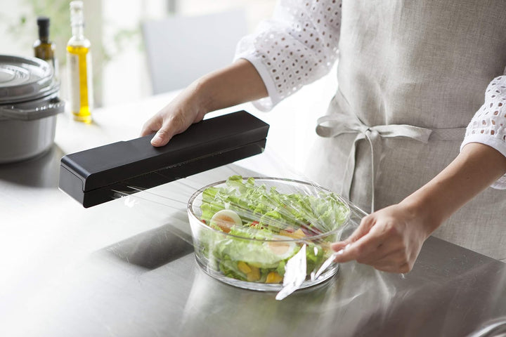 Yamazaki 3248 TOWER Magnetischer Folienhalter, schwarz, ABS Harz, Minimalistisches Design, 32,6 x 5,