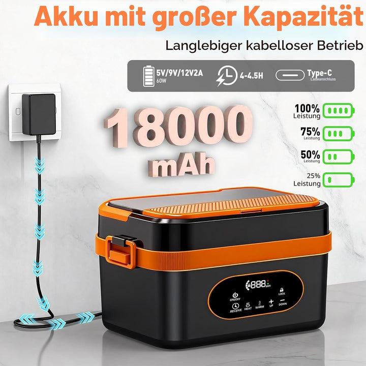 2025 Upgrade Beheizte Lunchbox Wiederaufladbare Selbstheizende 1.5L Tragbare Elektrische Lunchbox fü