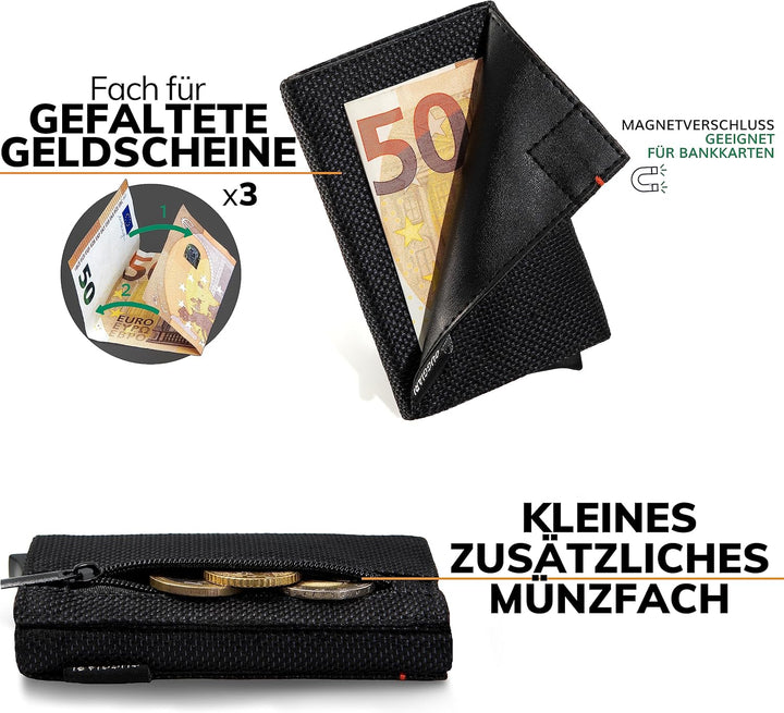 GUGGIARI® Kreditkartenetui - Kartenetui mit Münzfach/Kartenhalter mit Magnetverschluss - Aluminium R
