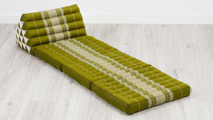 livasia Thaikissen 3 Auflagen extrahoch - 185x55x8cm - Dreieckskissen mit Klappmatratze, Kapok, Jumb