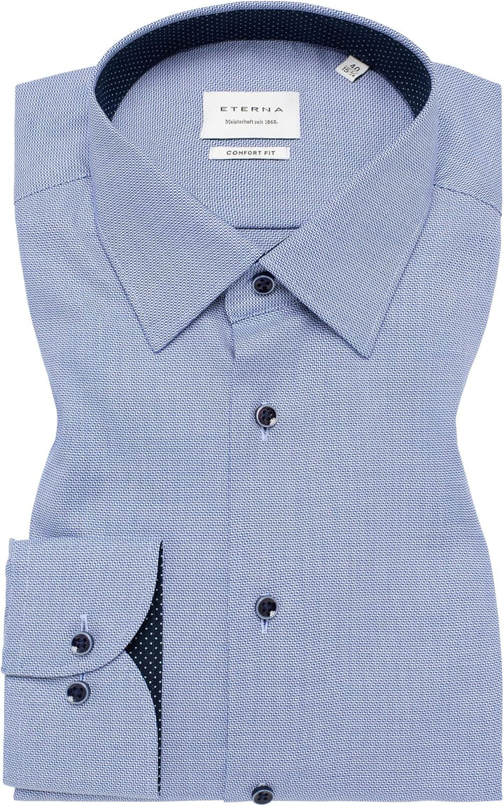 ETERNA Herren Hemd Comfort Fit Langarm Kent 42 Kragen / 67 Ärmel Royal Blau, 42 Kragen / 67 Ärmel Ro