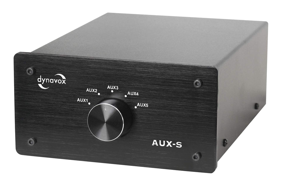 Dynavox AUX-S, Eingangs-Erweiterungs-Umschalter in Metallgehäuse mit 5 Cinch-Eingängen, für Stereo-
