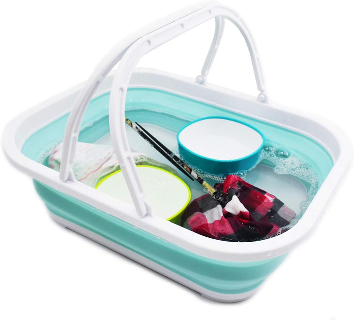 SAMMART 12L Faltbare Wanne mit Griff - Tragbarer Picknickkorb/Krater im Freien - Faltbare Einkaufsta