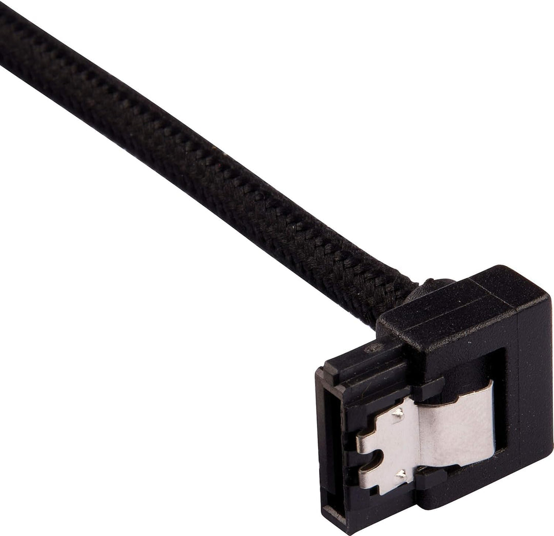 Corsair Premium Sleeved SATA 3 Kabel gewinkelt/gerade (6Gbps, 30 cm 90°) Schwarz SATA 30cm 90° Schwa