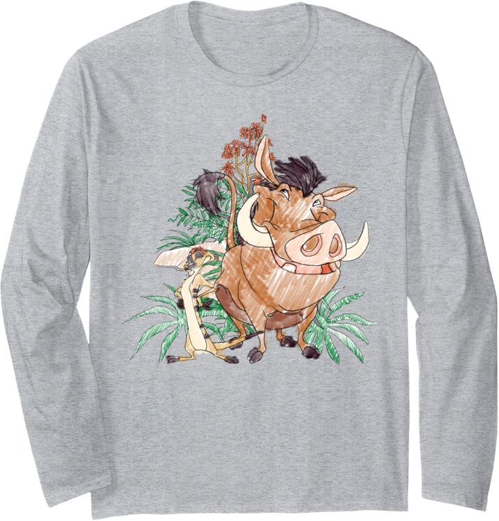 Disney Lion King Timon And Pumba Doodle Langarmshirt