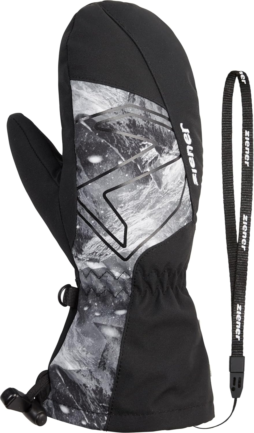 Ziener Kinder Lavalino Ski-Fäustling/Wintersport | wasserdicht, extra warm, Wolle 6.5 black.grey mou