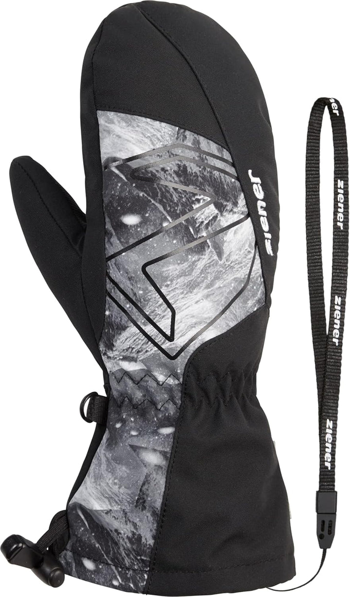 Ziener Kinder Lavalino Ski-Fäustling/Wintersport | wasserdicht, extra warm, Wolle 3 black.grey mount