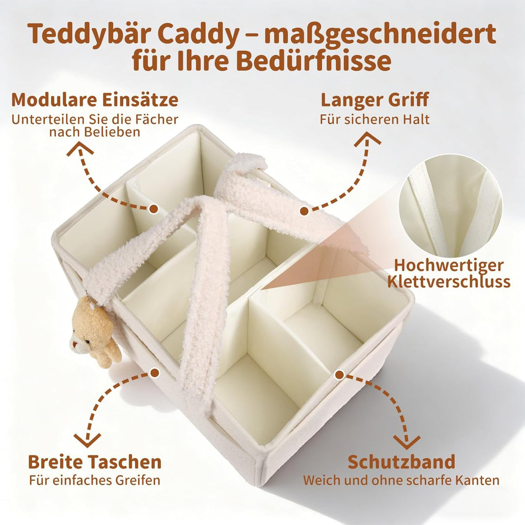 Wickeltisch Organizer, Baby Windel Caddy Organizer Korb mit Fächern & Griffen, Tragbarer Baby Aufbew
